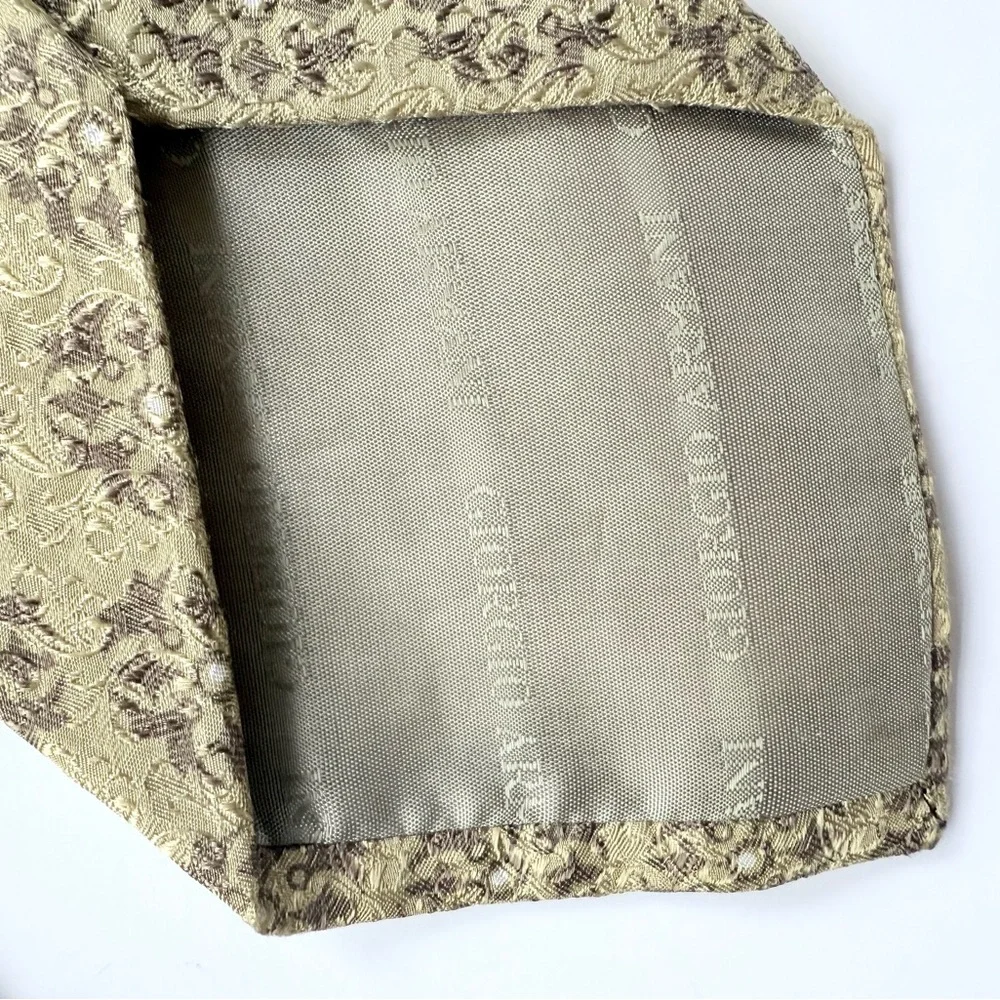 Vintage Giorgio Armani Cravatte Silk Tie Made in Italy Golden Olive Khaki